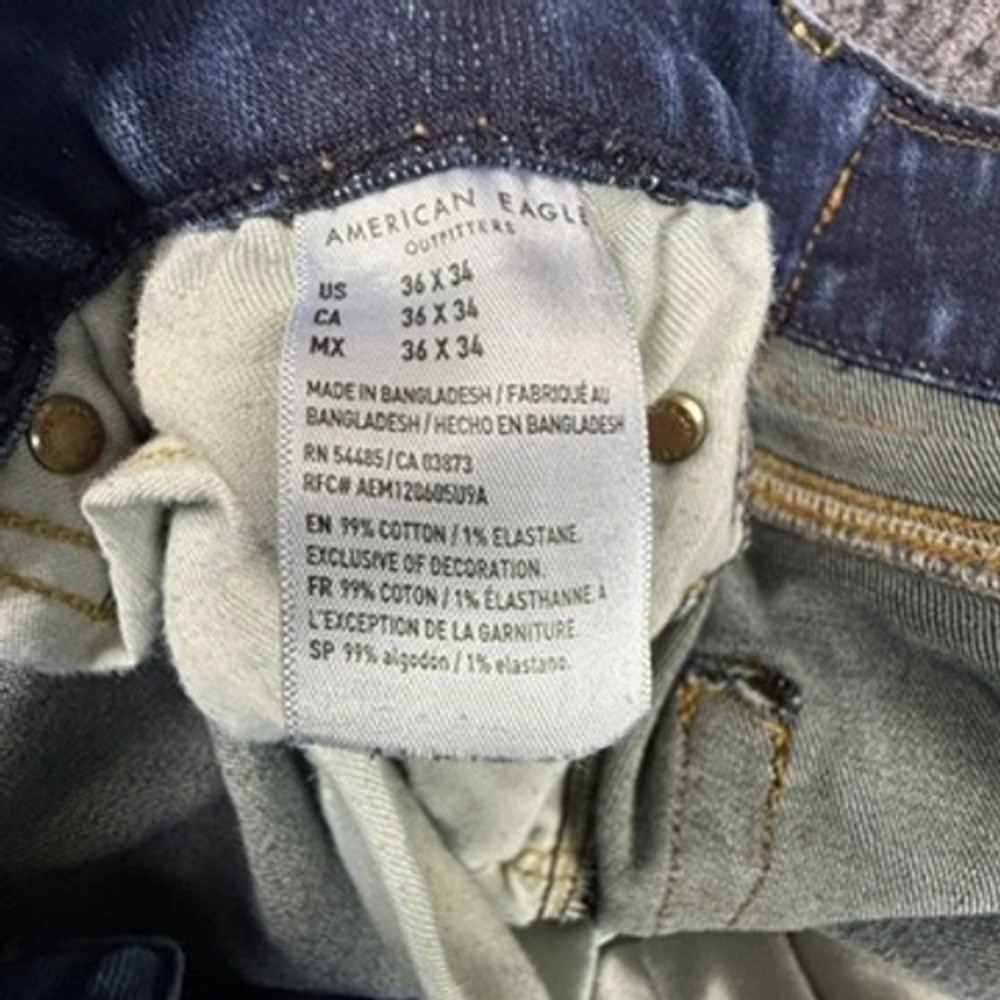 American Eagle Slim Straight Airflex+ Mens Blue Jeans 36x34 Dark Wash 4871 View 4